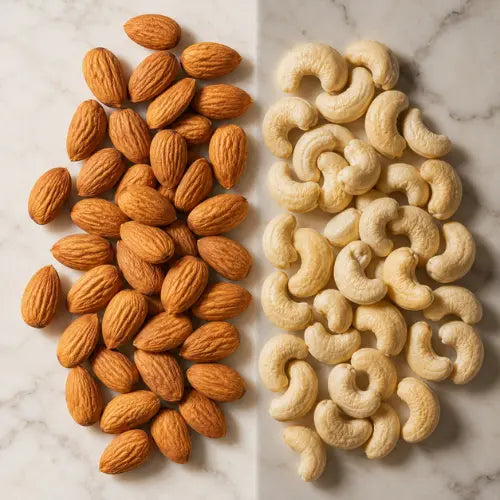 Cashews vs almonds - thumbnail comparison image