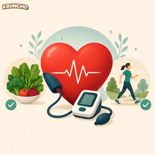 How to control high blood pressure - health blog thumbnail with heart and BP monitor 
