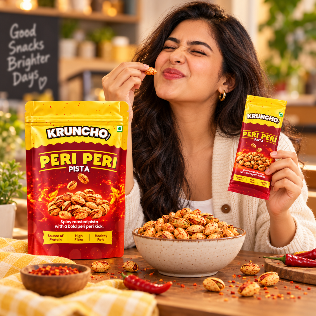 Kruncho Peri Peri Pistachios lifestyle model
