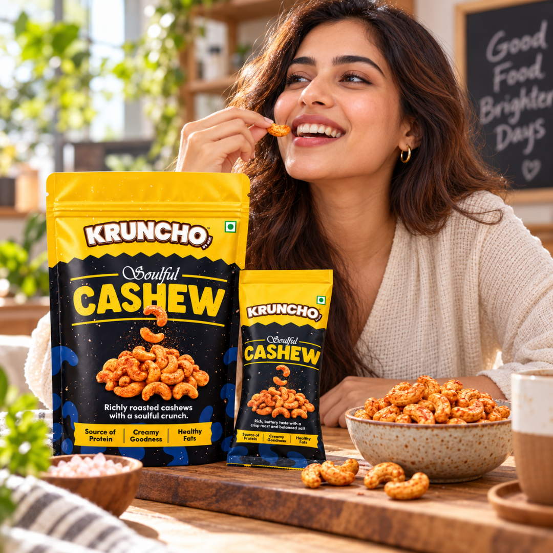 Kruncho Soulful Cashews lifestyle model